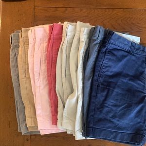 8 pairs of Men’s Jcrew Factory chino shorts, mult. colors, 7” inseam, 28 waist